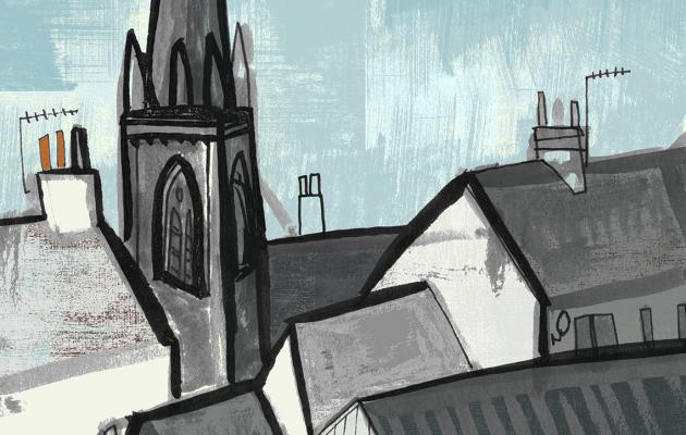 Illustration of Kirkcudbright rooftops