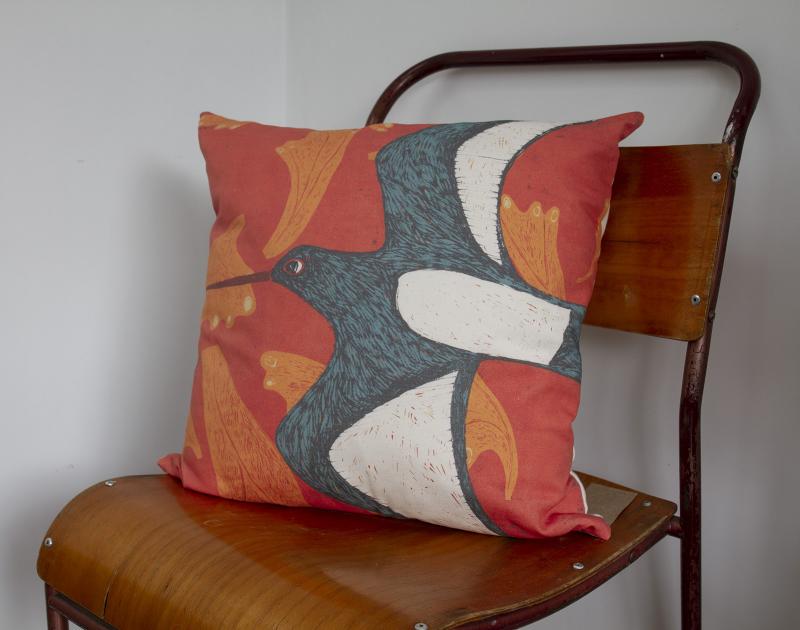 image of oystercatcher cushion cover