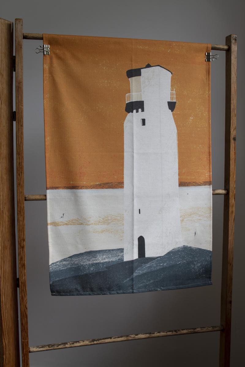 image of southerness lighthouse tea towel