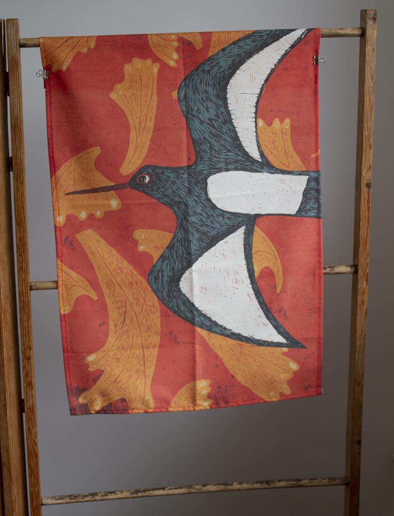 image of oystercatcher tea towel