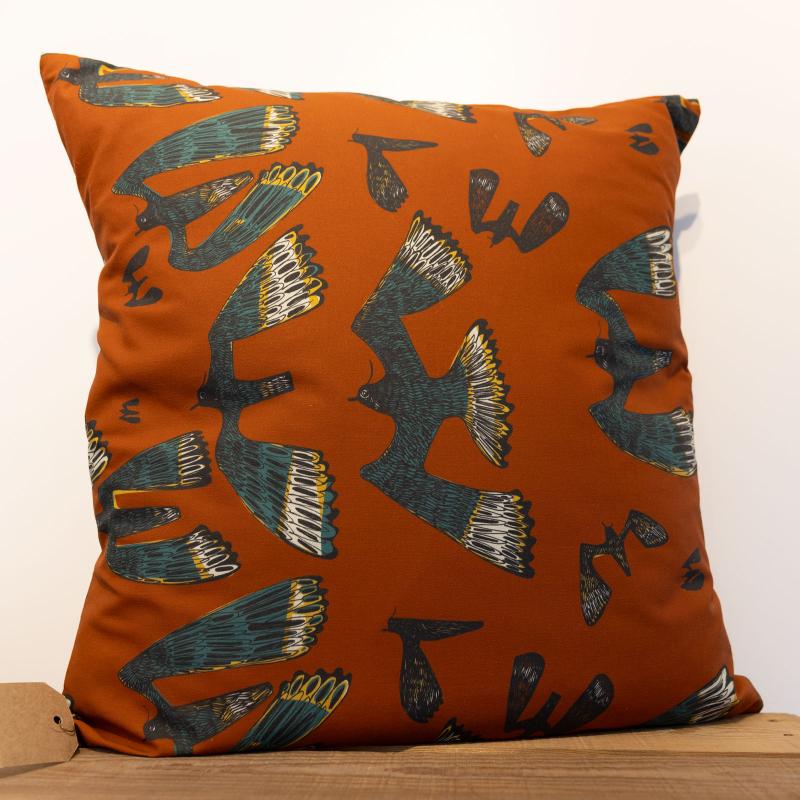 photo of cushion with lapwing design