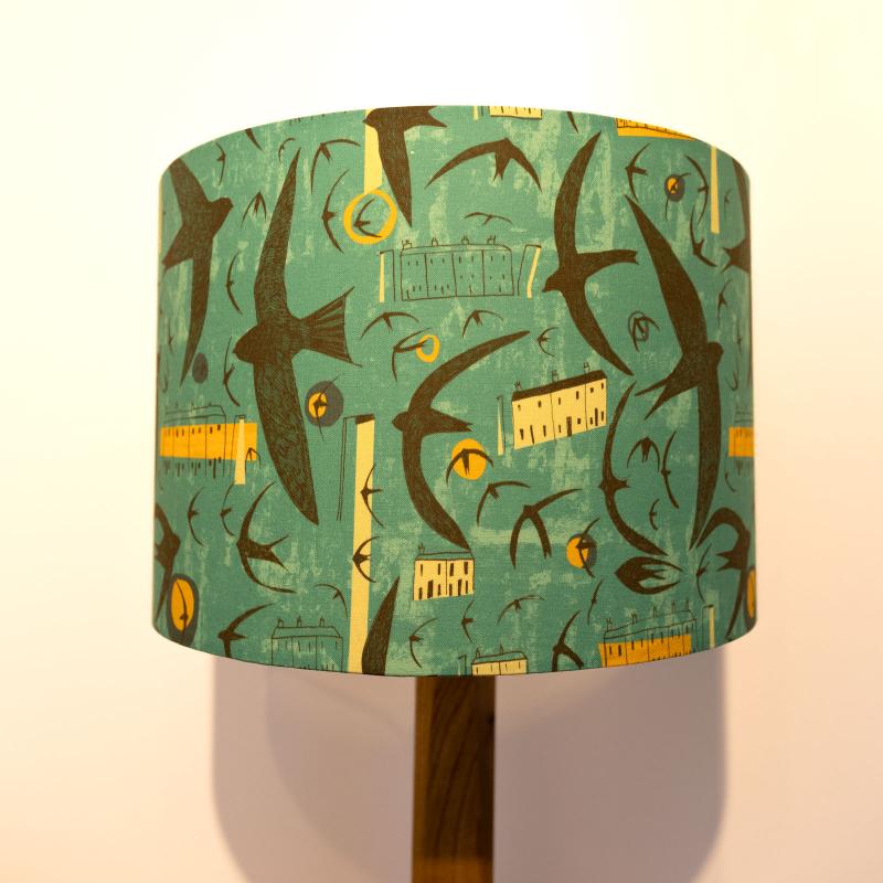 photo of lampshade featuring Kirkcudbright swifts design